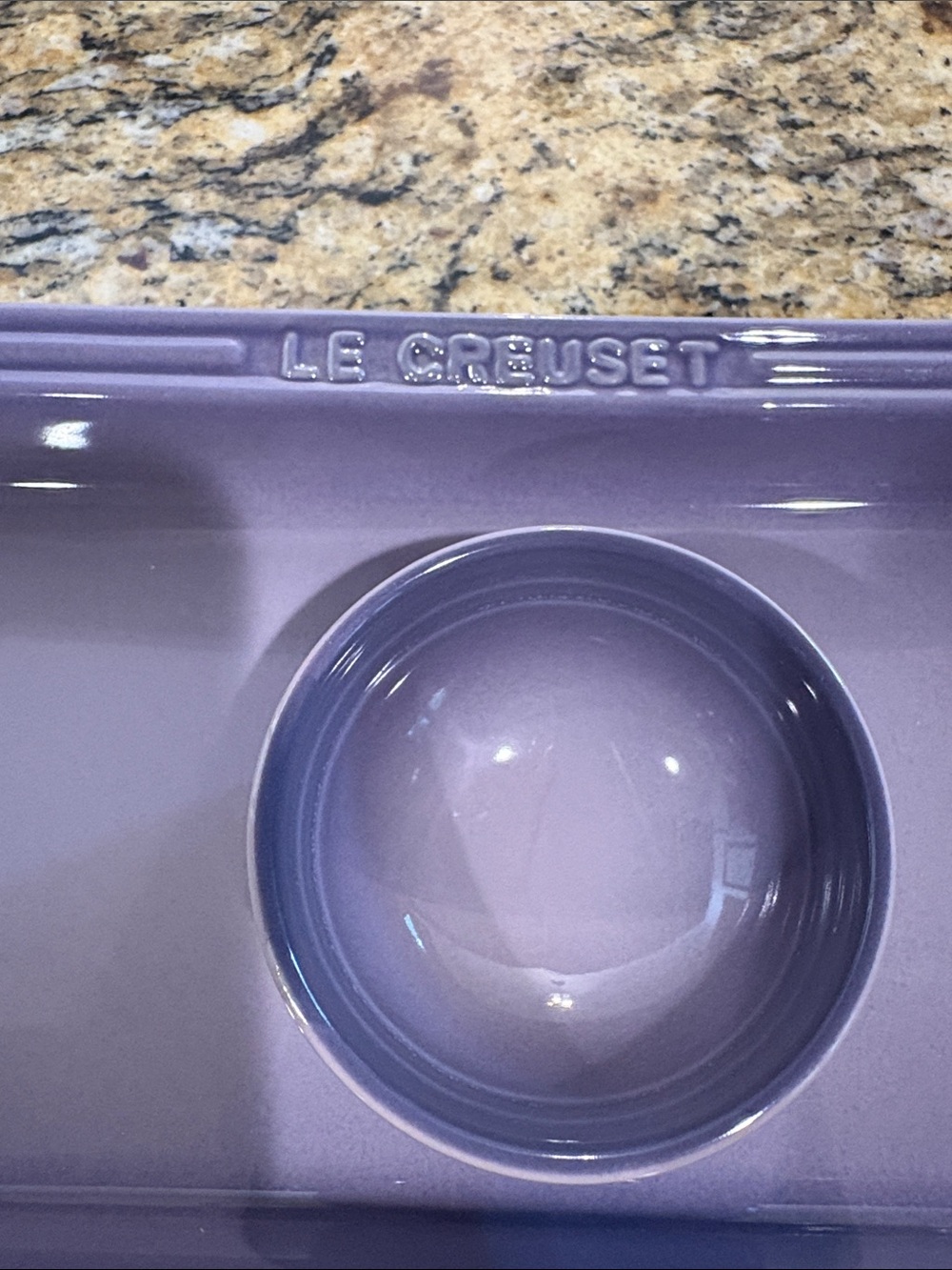 Le Creuset Rectangular Serving Platter with Pinch Bowl, Blue Bell Purple - Picture 6 of 16